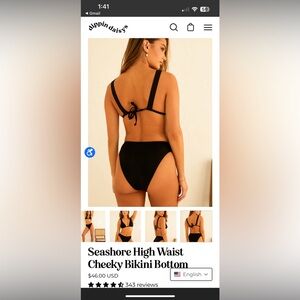 NWT Dippin’ Daisy’s Seashore High Waist Cheeky Bikini Bottom - Black - M